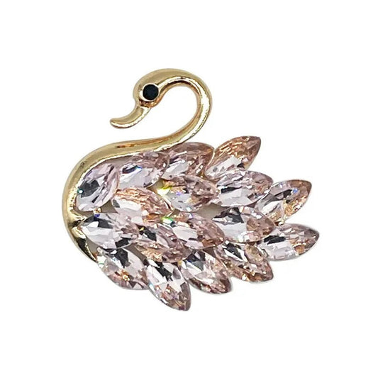 Gold Pink Crystal Swan